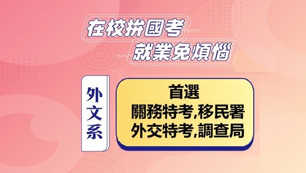 【外文公職說明會】每週三下午4點現場教你選最適合的考試！