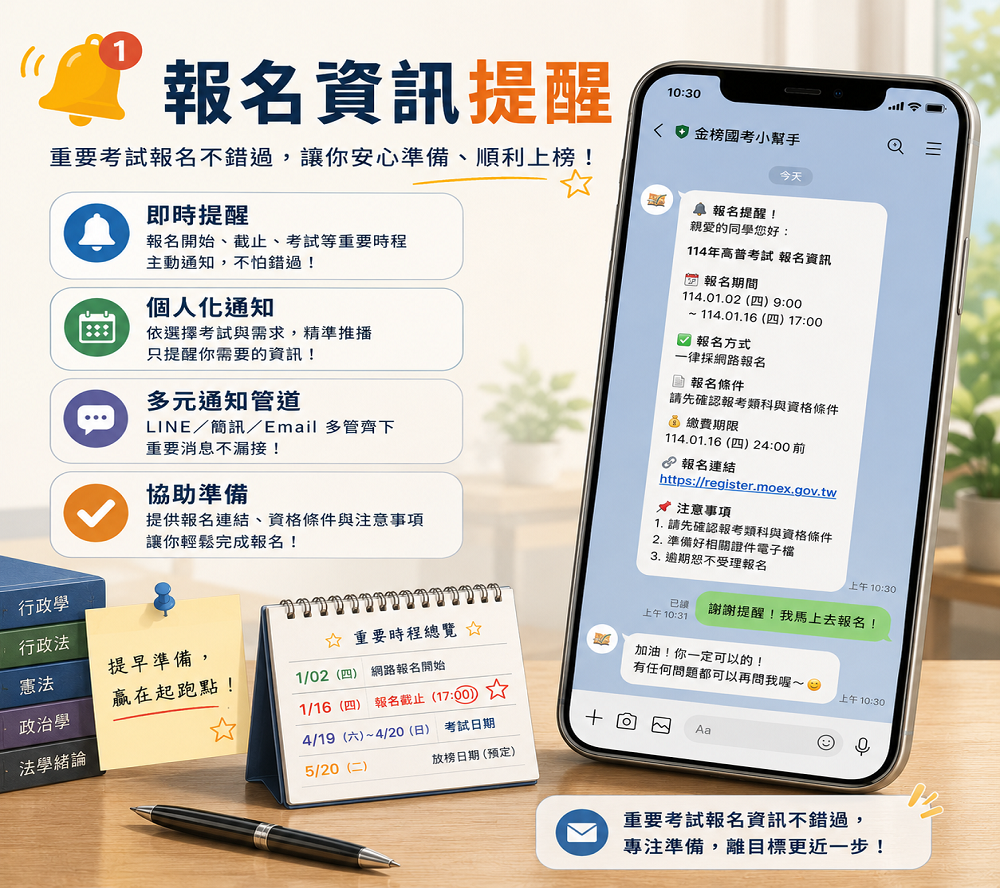 報考資訊提醒