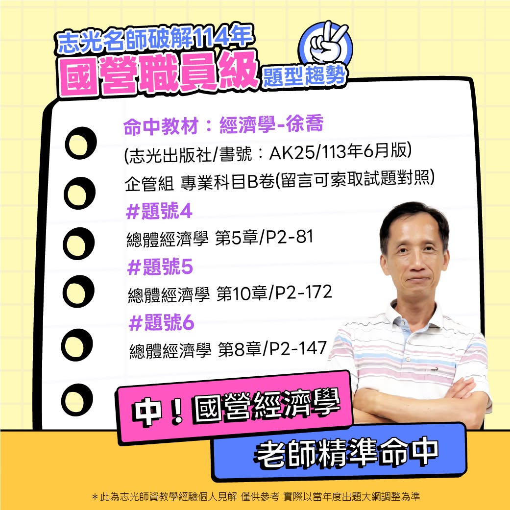 國營職員經濟學考題趨勢