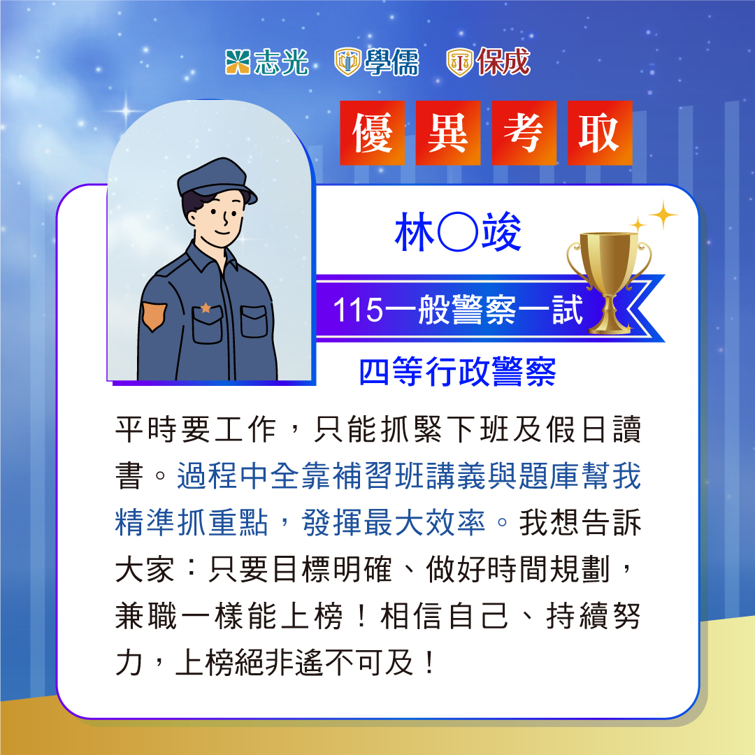 115年一般警察行政警察上榜榜單04